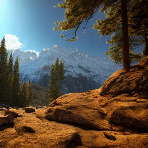 A beautiful landscape photograph of mountain scenery sunny, warm, dry, summer